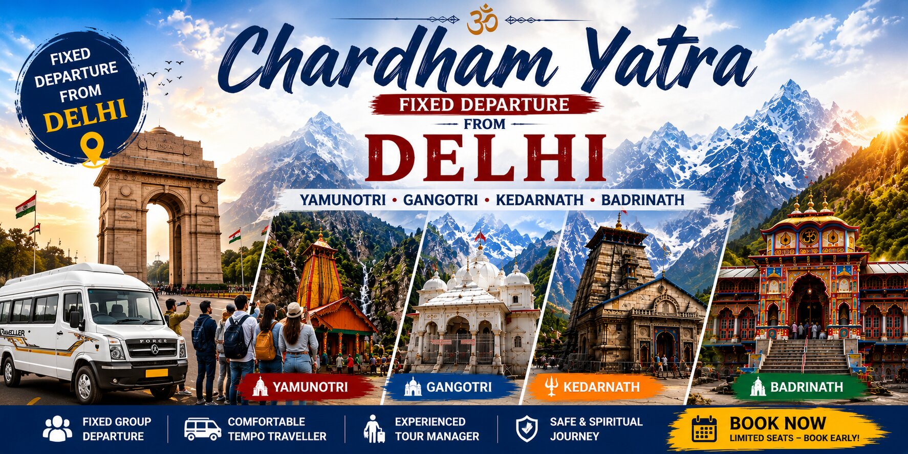 Chardham fixed departure tour package from Delhi