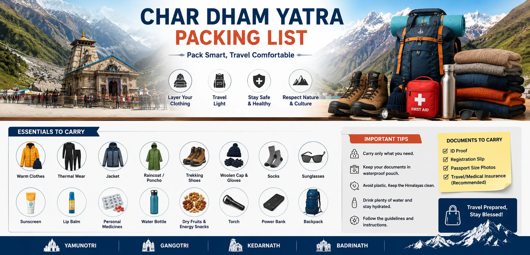 Char Dham Yatra Packing List